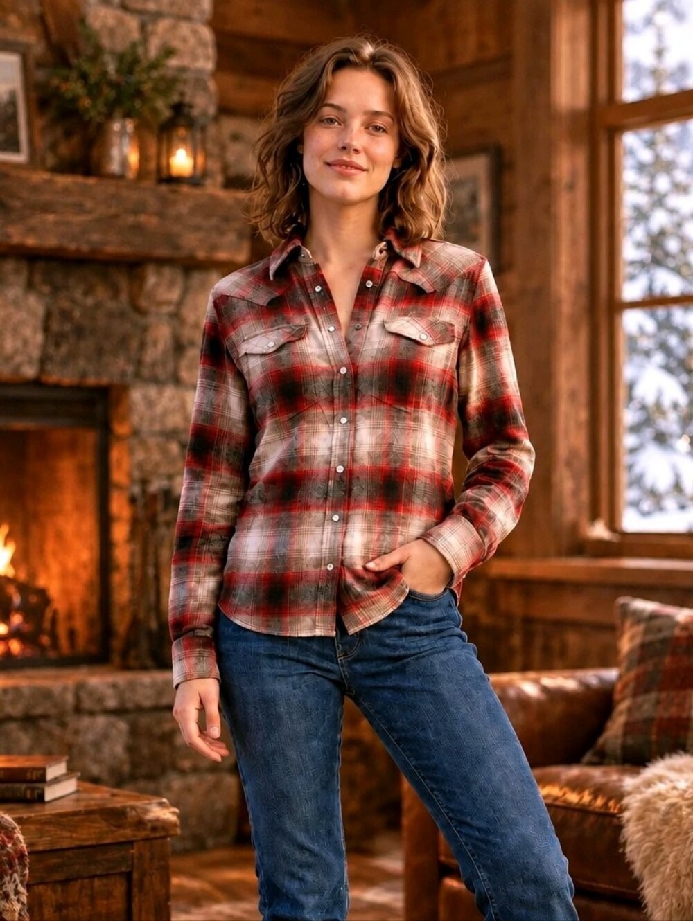 GAP Red Plaid Button-Down Women's Shirt